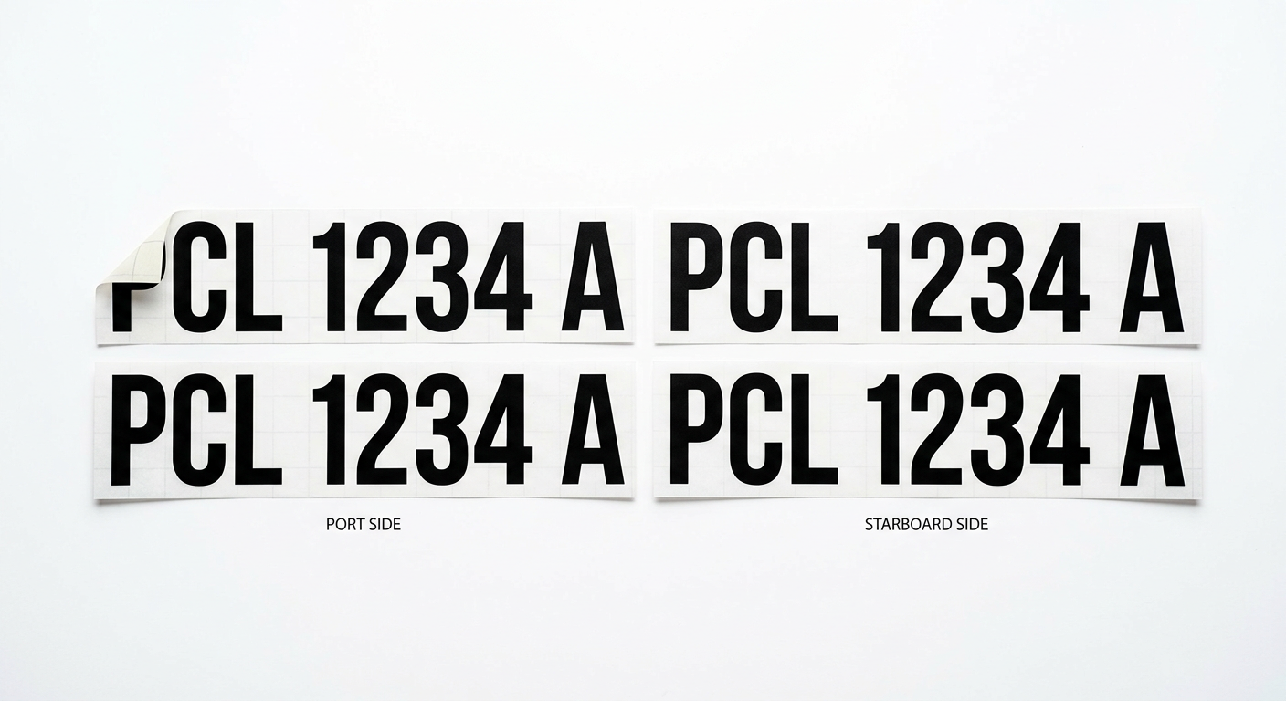 Transport Canada style Pleasure Craft Licence number decal set