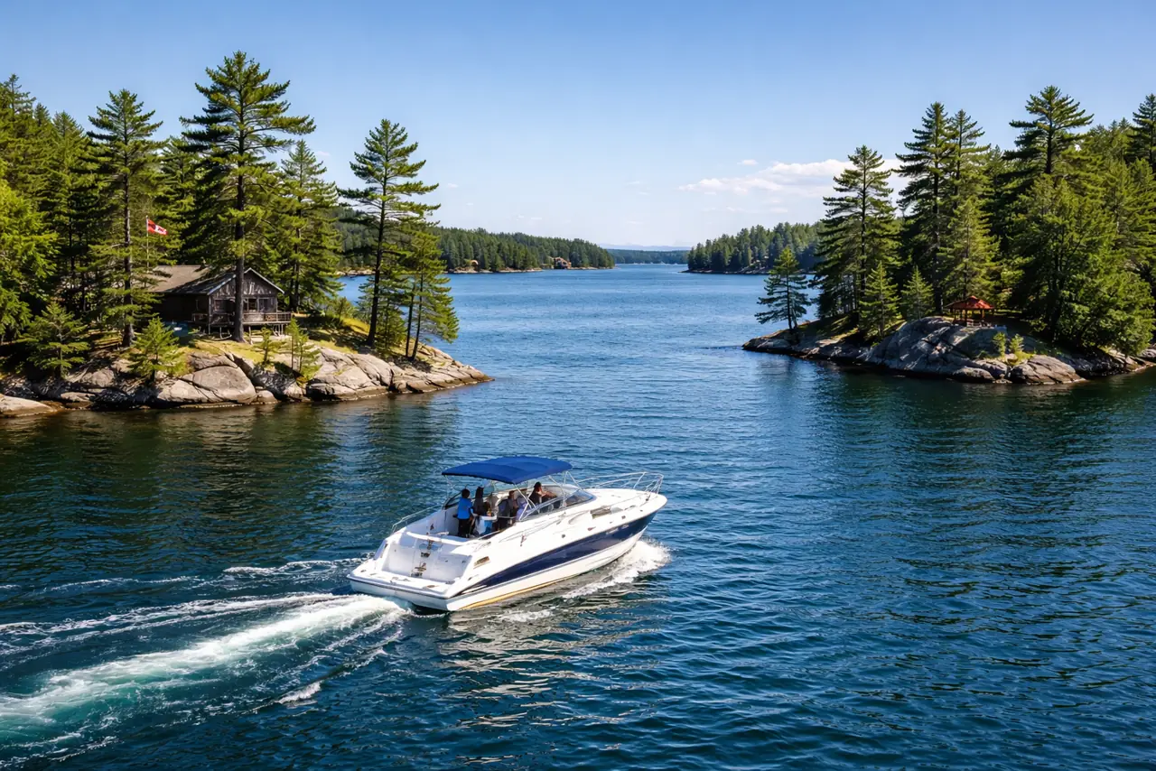 Port Carling Bailey Park boat launch on muskoka in Ontario